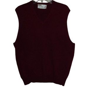 Vintage Montgomery Ward Mens XL Burgundy 100% Lambswool Sweater Vest wool